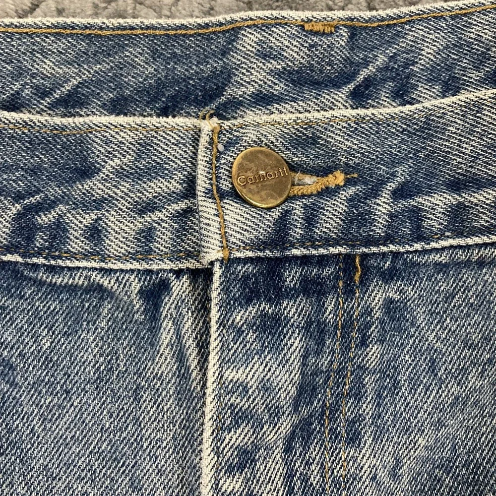 Carhartt Relaxed Fit Denim Jeans Mens 42x30 Light Wash Distressed Workwear USA